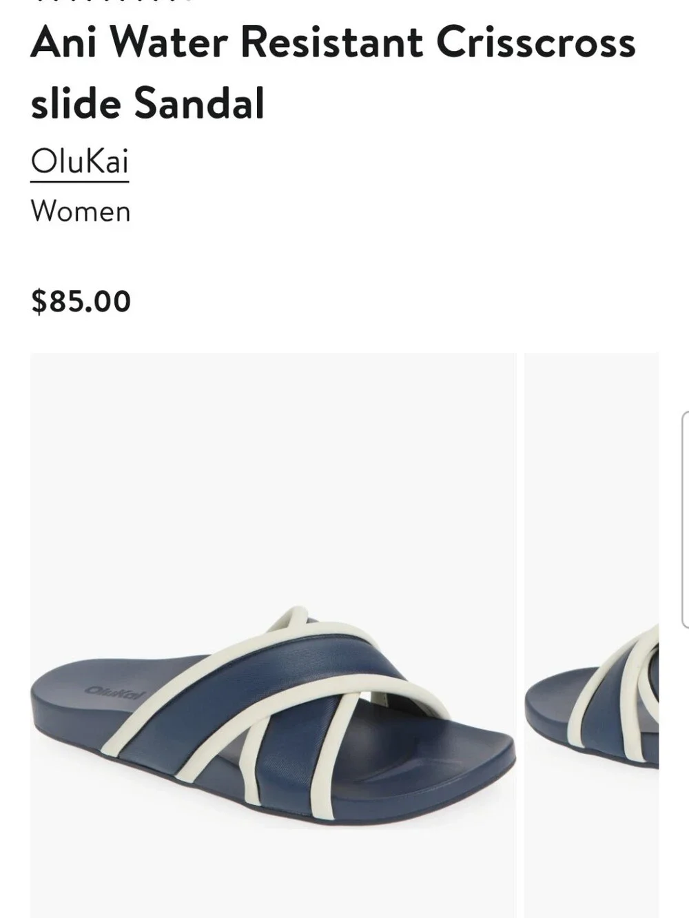 Olukai Ani Water Resistant Crisscross slide Sandal NWT